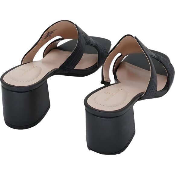 Bandolino Merily Block Heel Dress Slide Sandals Black Open Toe Women's US 8M - Picture 3 of 6